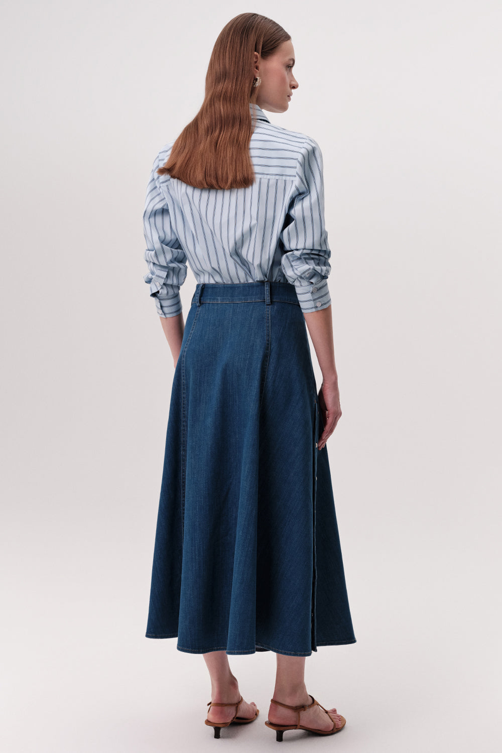 High Waisted Denim Skirt - INDIGO