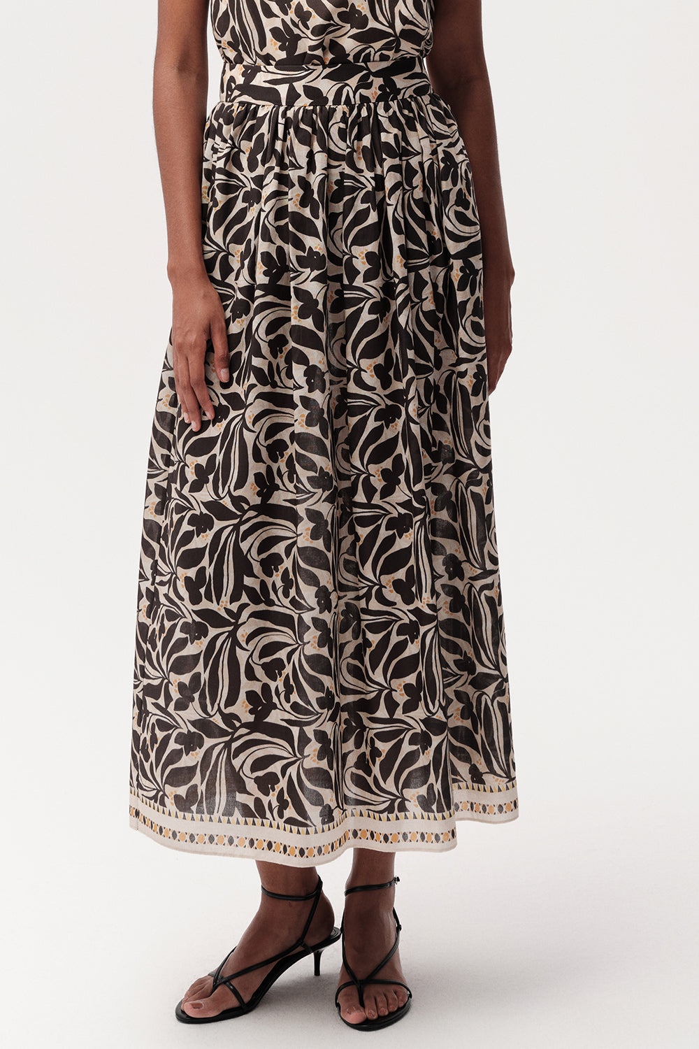 High Waist Zippered Midi Skirt with Pockets - MULTICOLOR