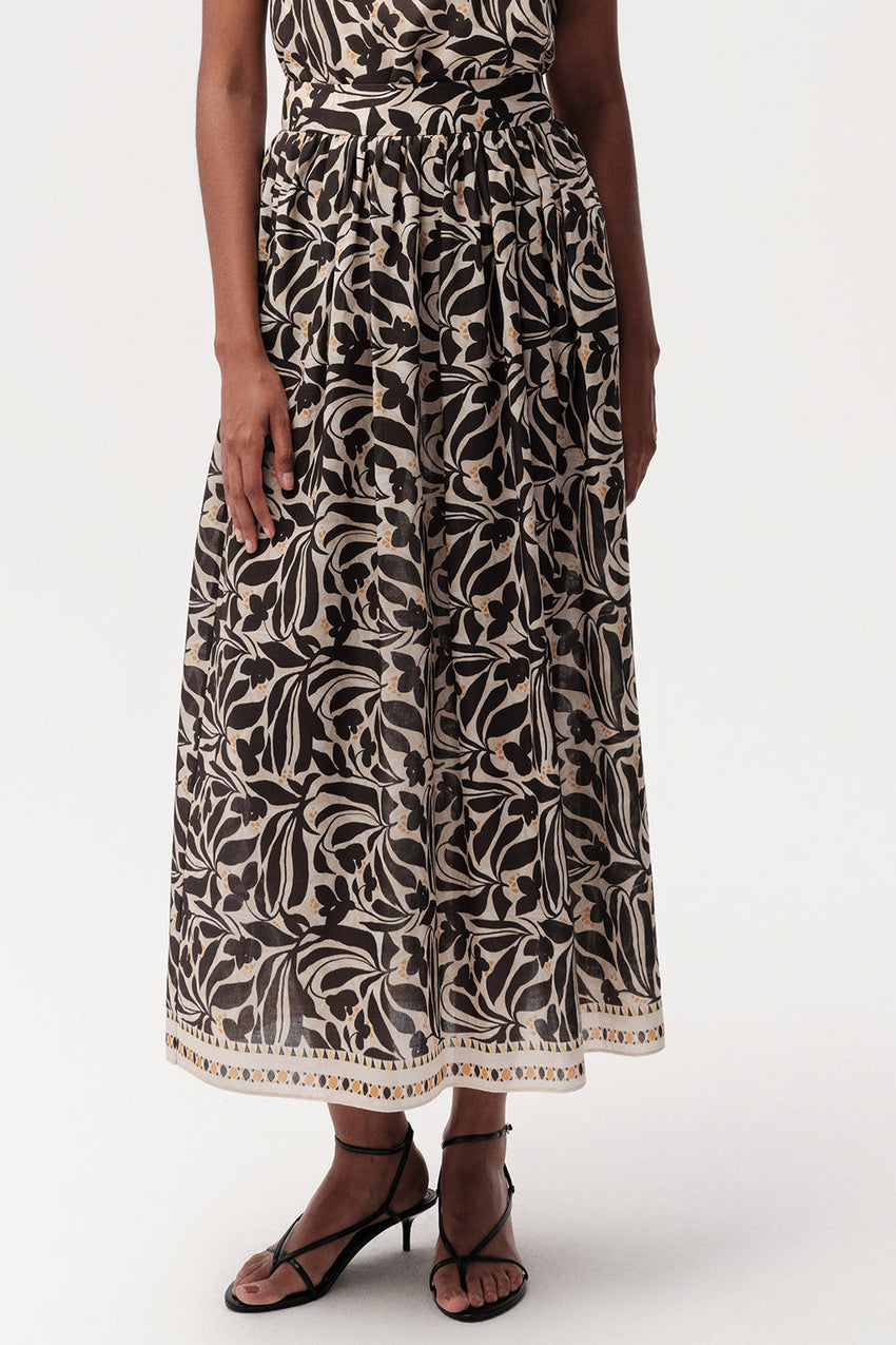 High Waist Zippered Midi Skirt with Pockets - MULTICOLOR
