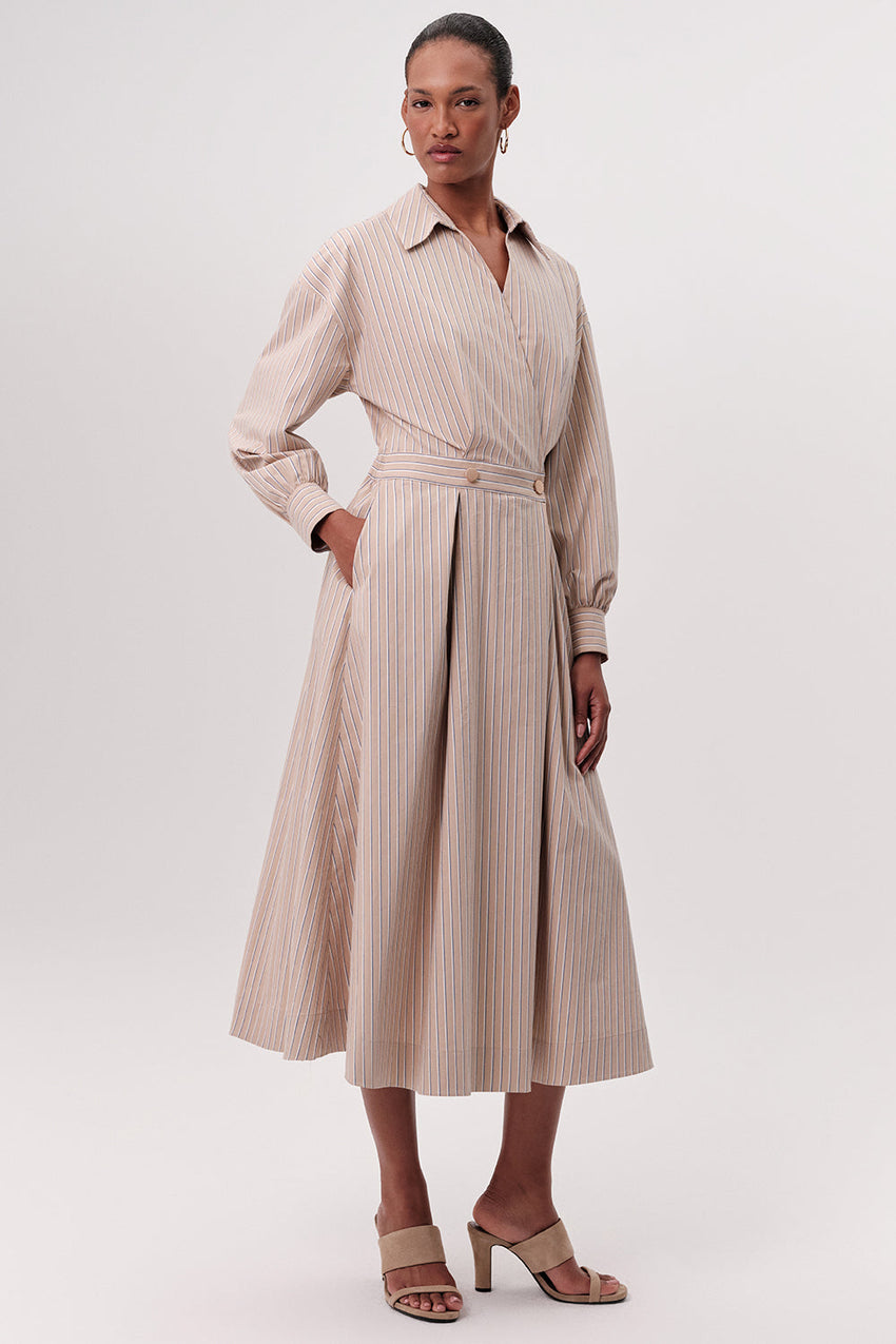 Elastic Waist Midi Dress - MULTI COLOR