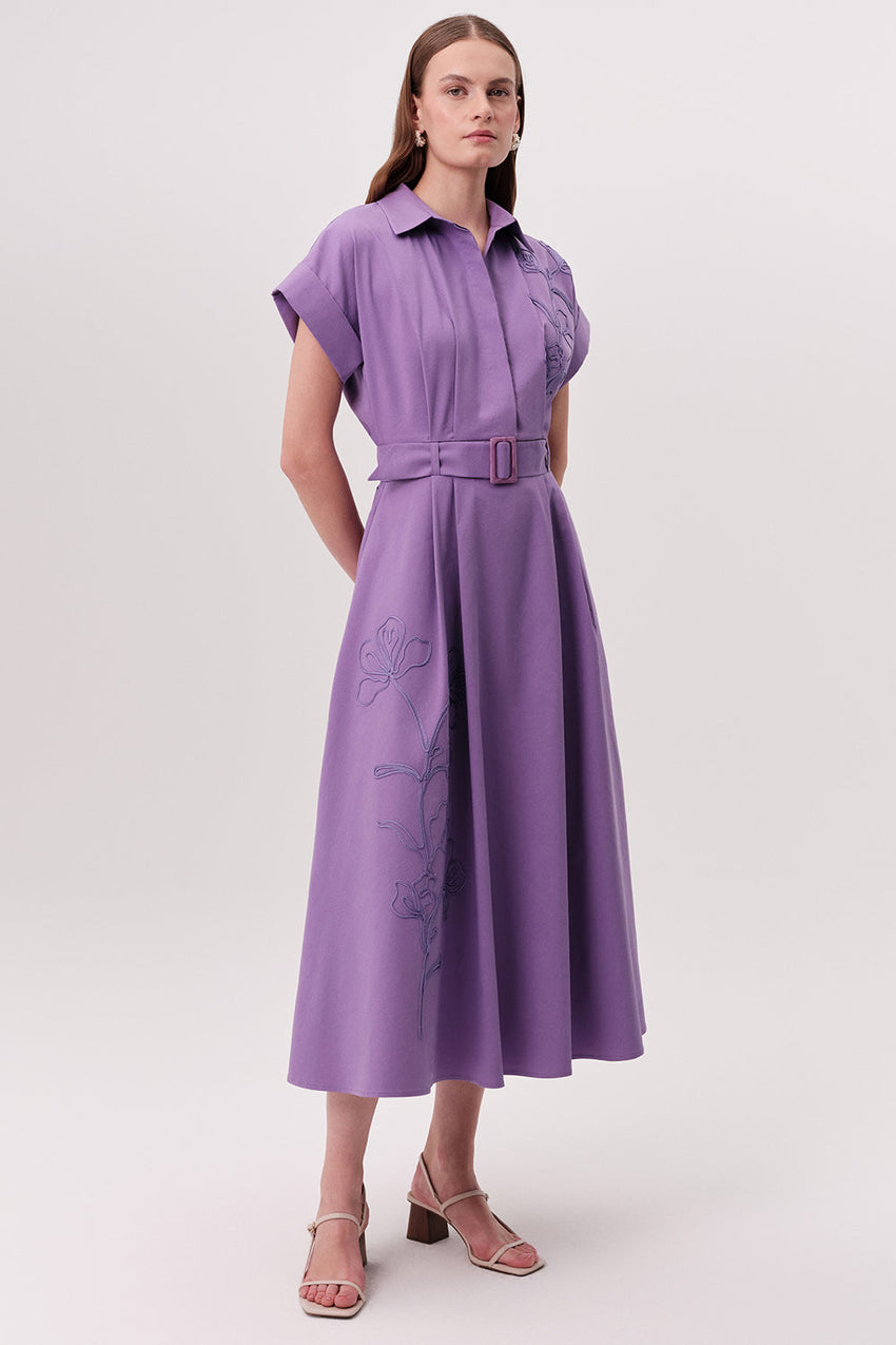 Short Sleeve Midi Shirt Dress - CREAM
