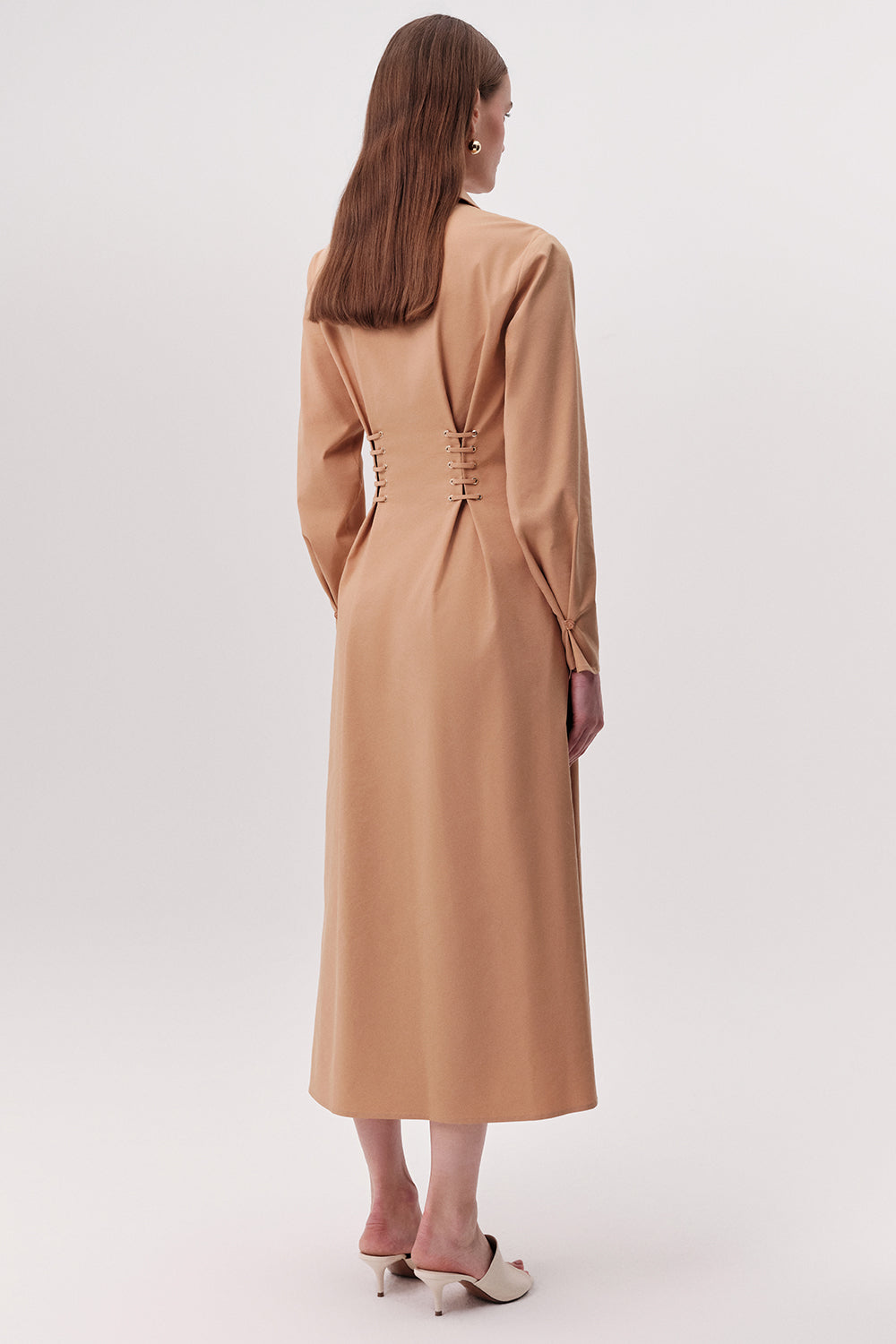 Midi Shirt Dress - CAMEL
