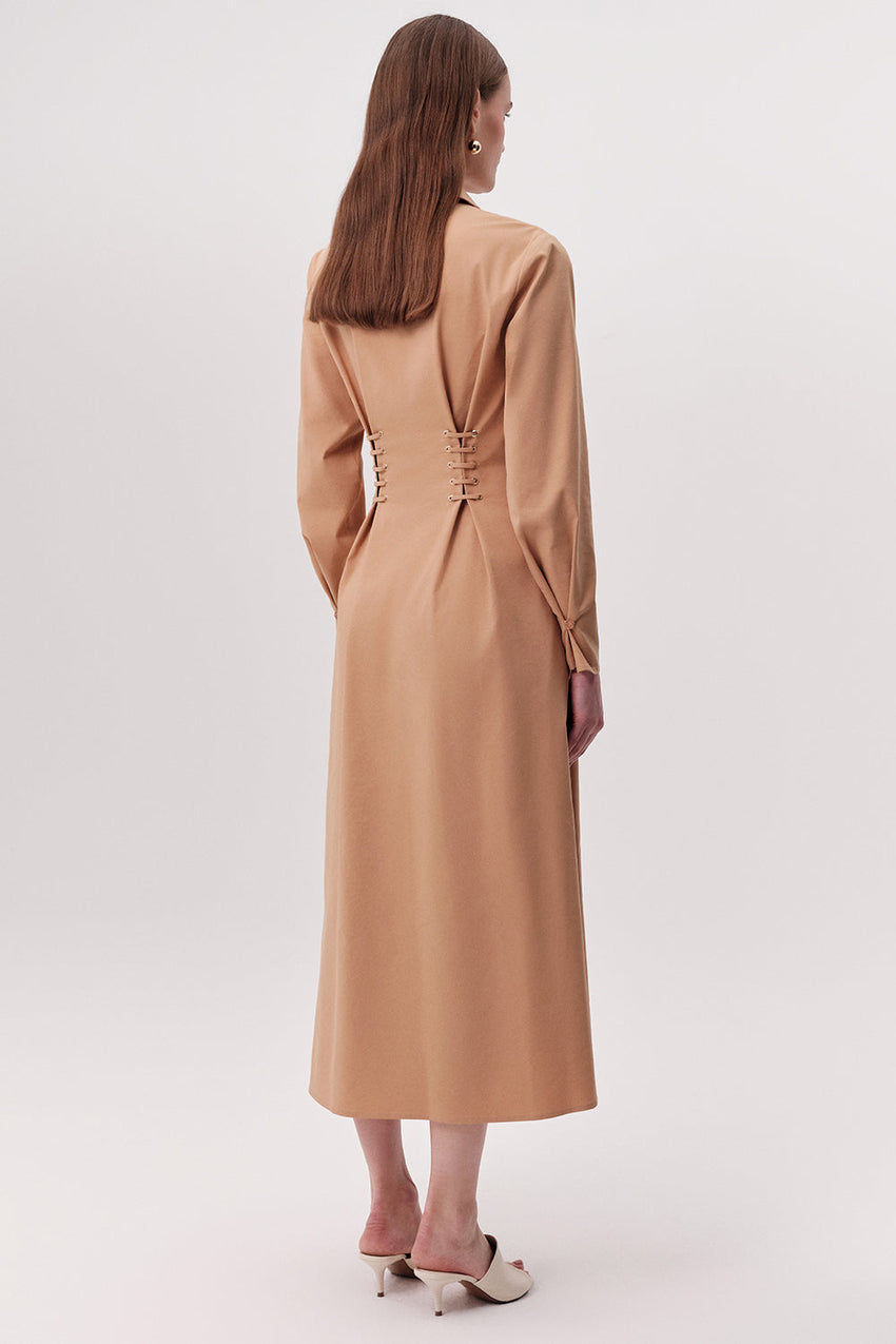 Midi Shirt Dress - CAMEL