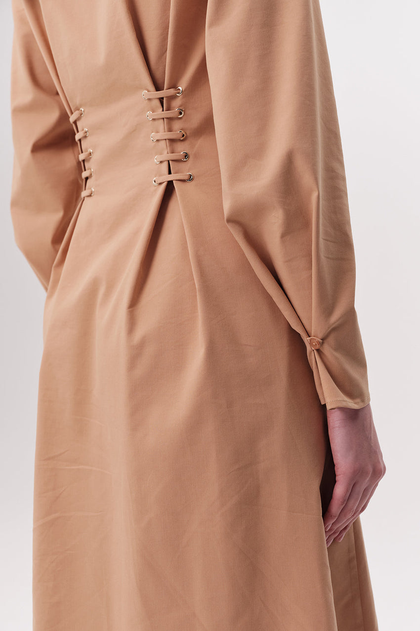 Midi Shirt Dress - CAMEL