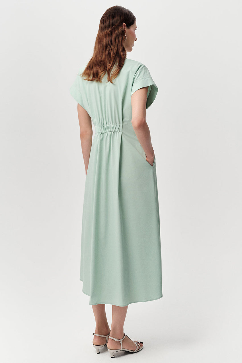 Midi Dress with Shirt Collar - MINT