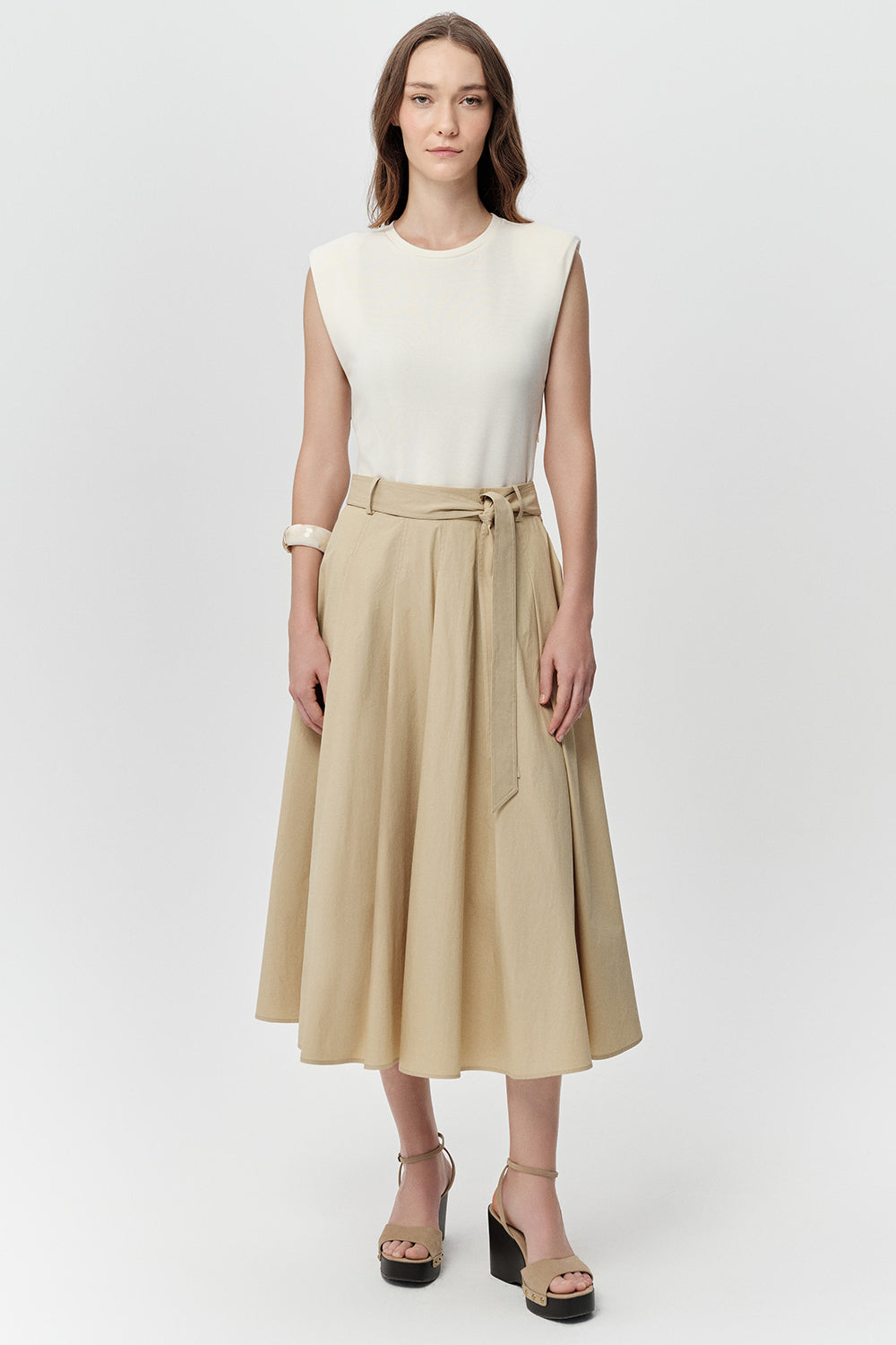 Crew Neck Midi Dress - ECRU