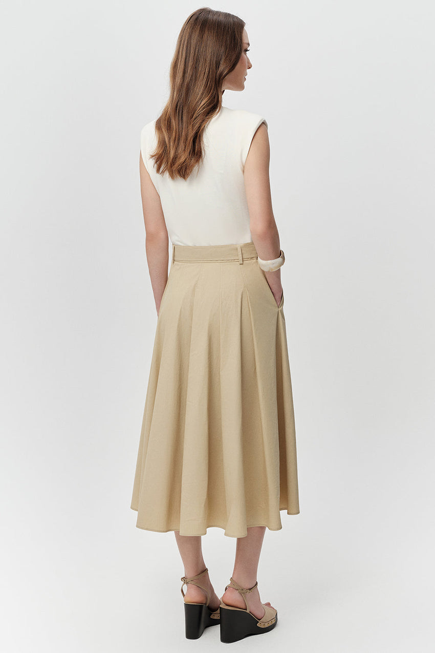 Crew Neck Midi Dress - ECRU