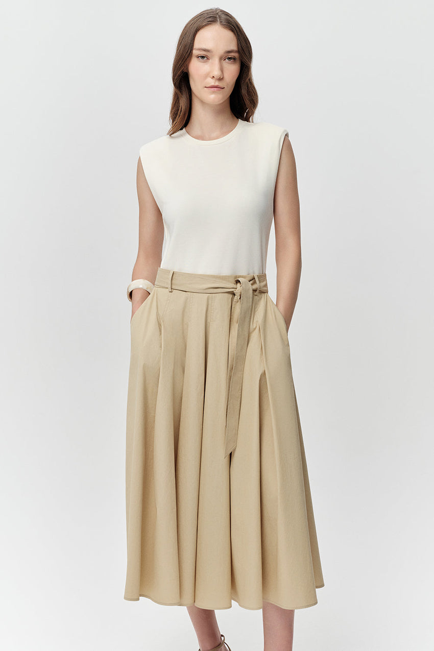 Crew Neck Midi Dress - ECRU