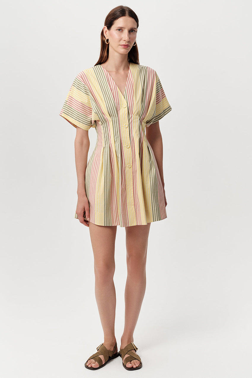 V Neckline Mini Dress - MULTI COLOR