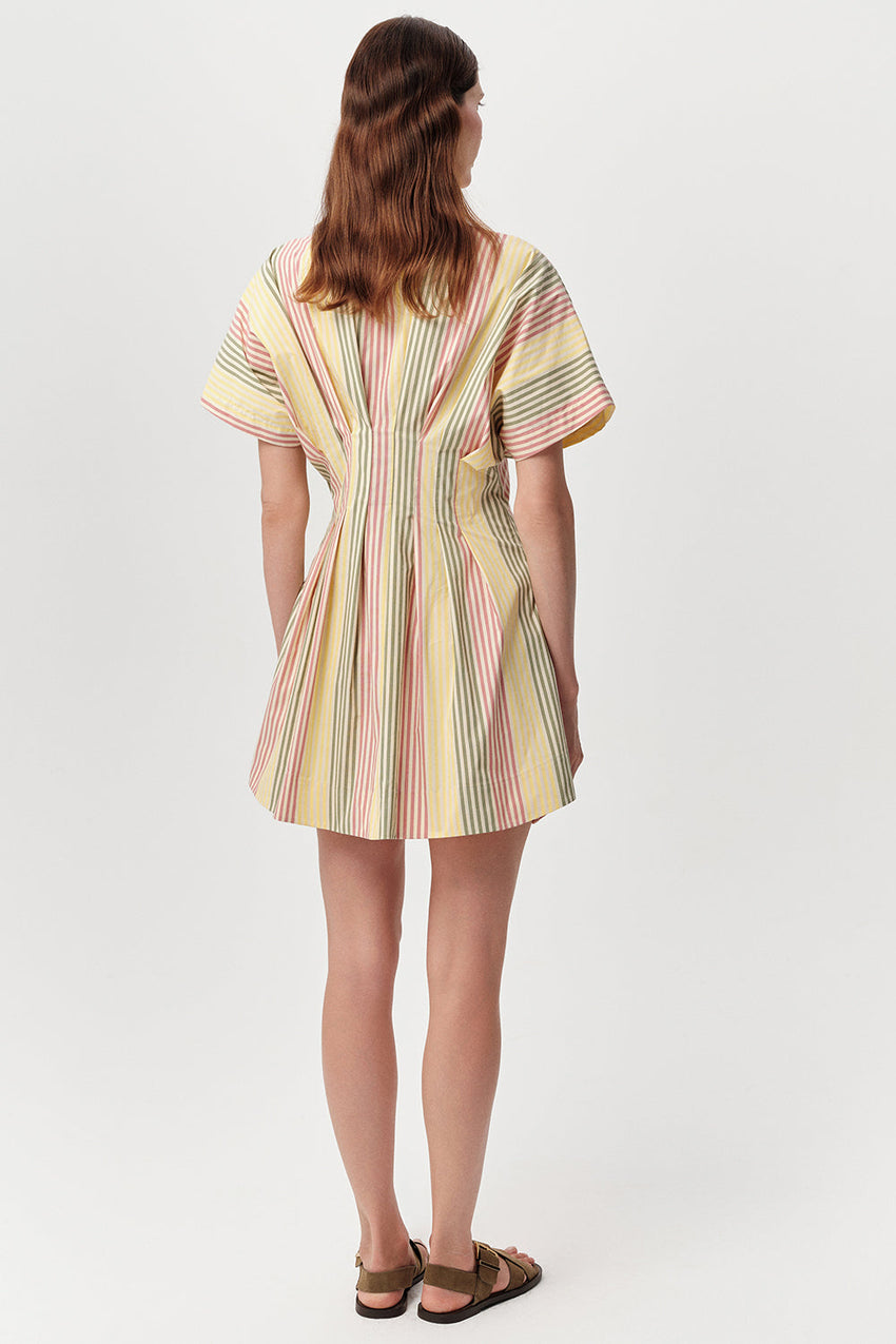 V Neckline Mini Dress - MULTI COLOR