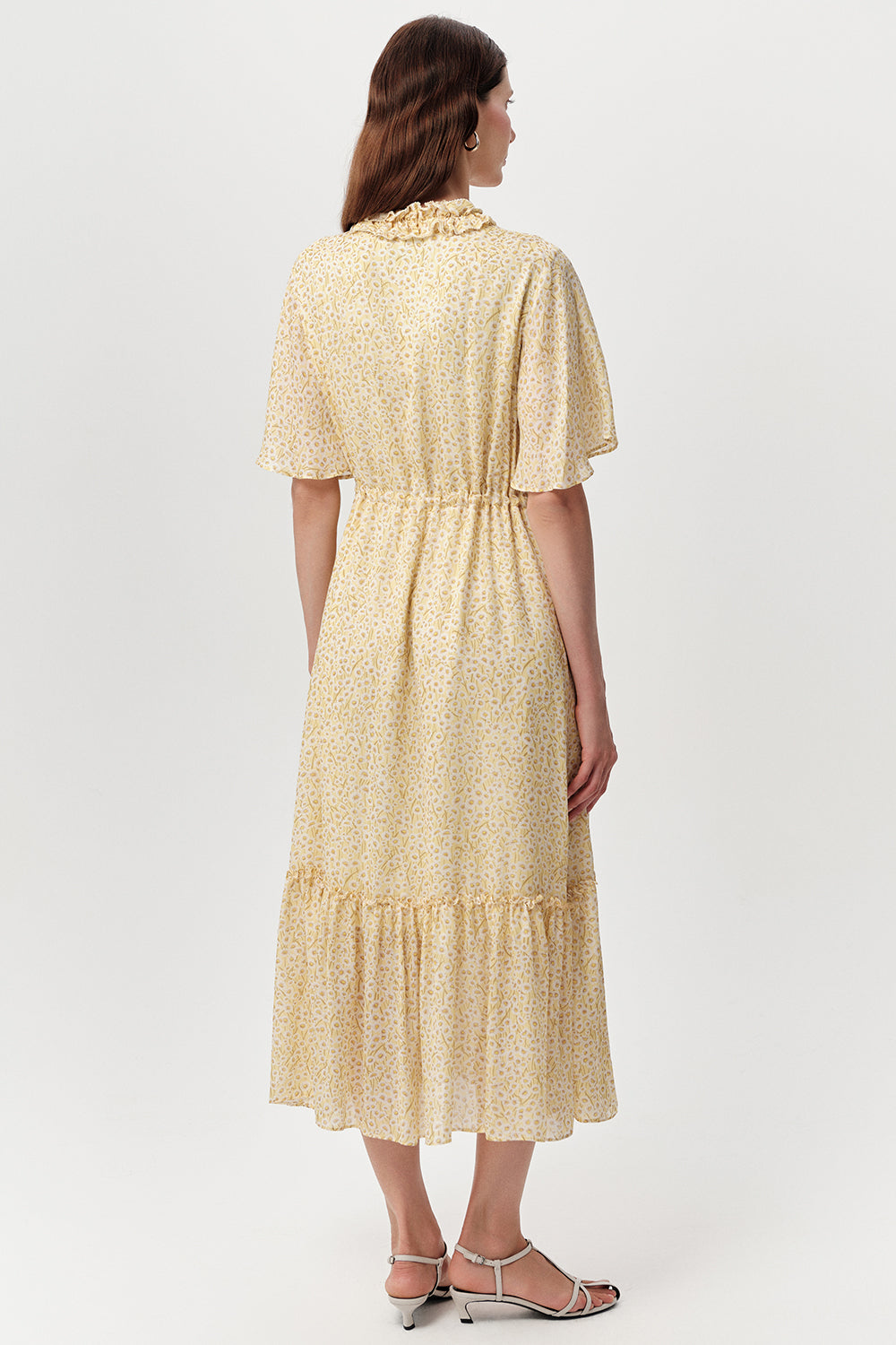 Lined Midi Dress with Waist Ties - MULTI COLOR