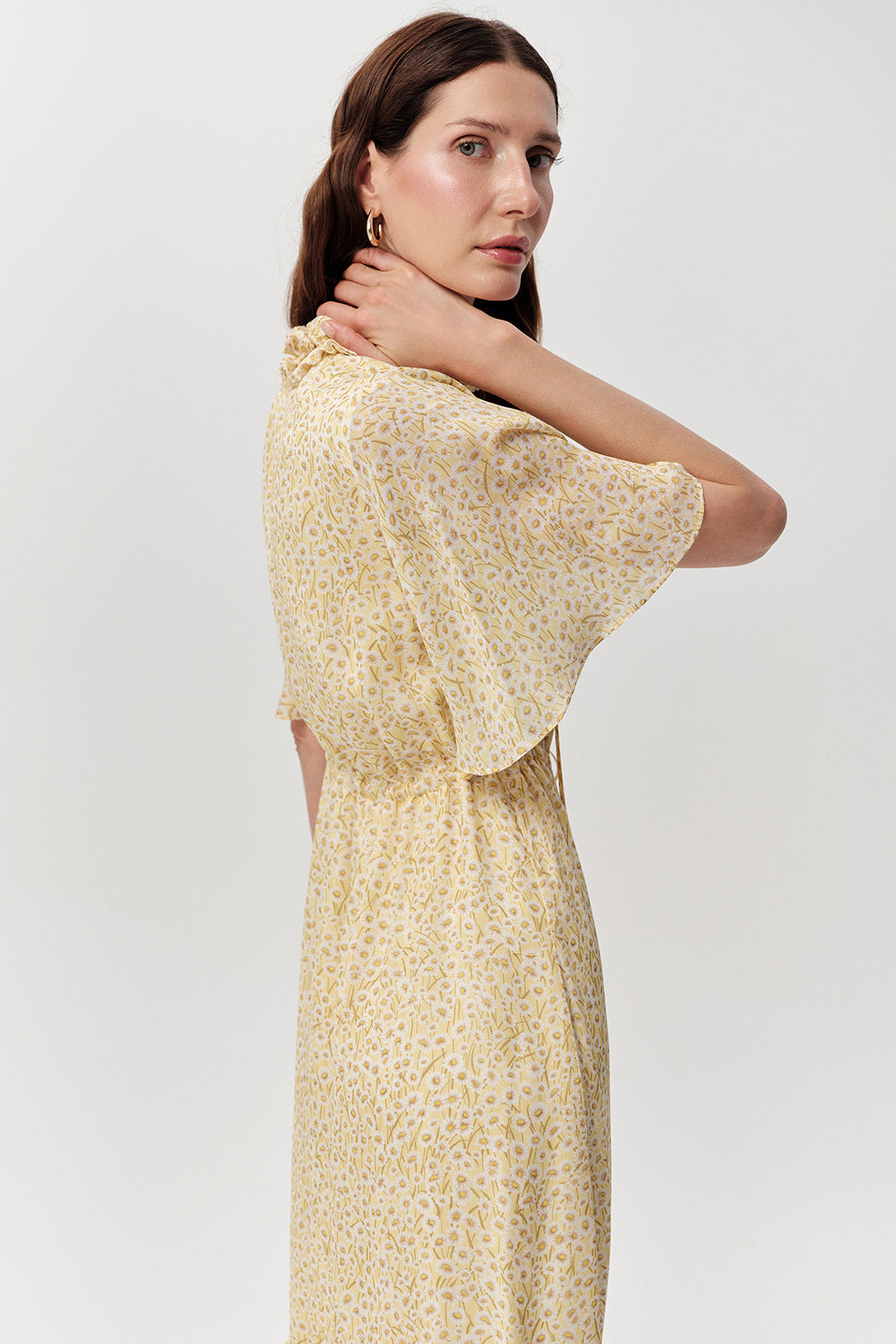Lined Midi Dress with Waist Ties - MULTI COLOR