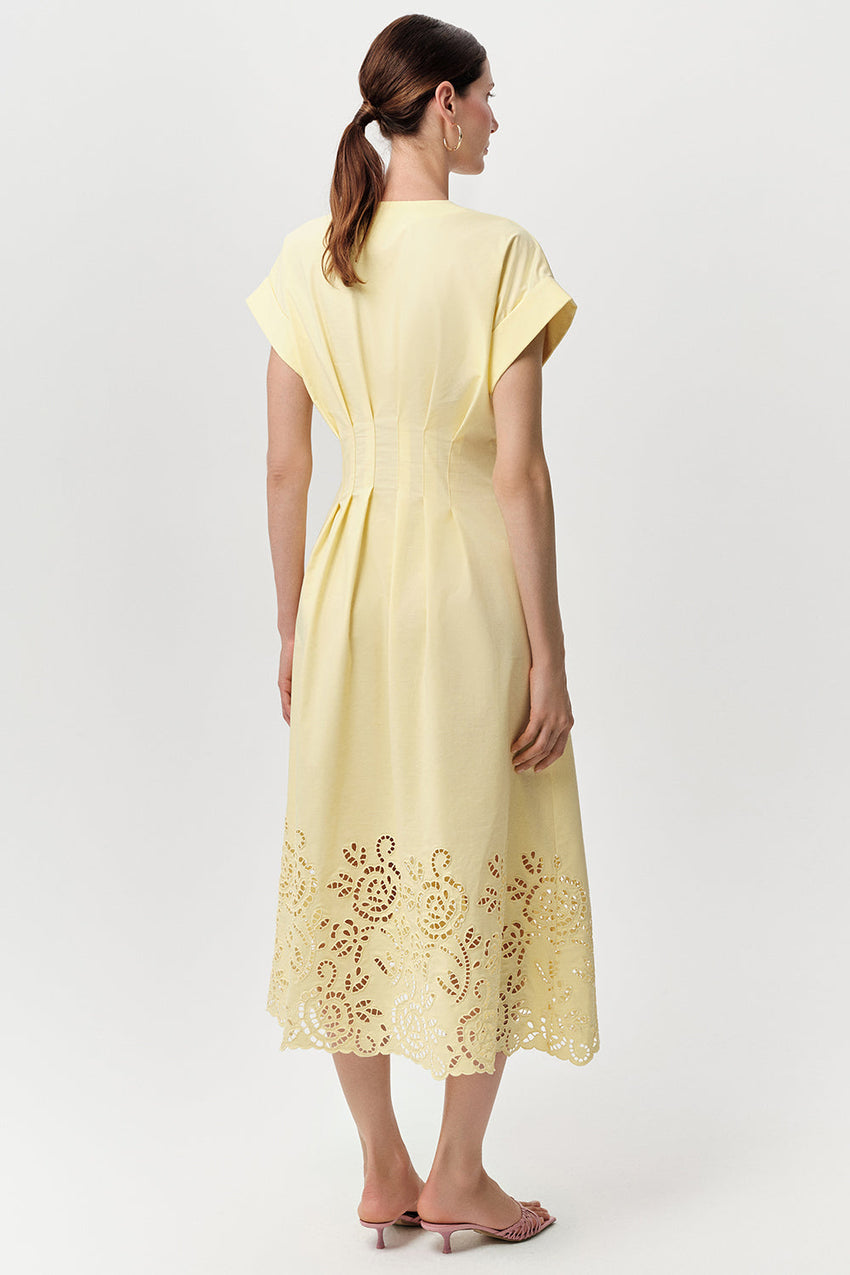 V Neck Midi Dress - ECRU