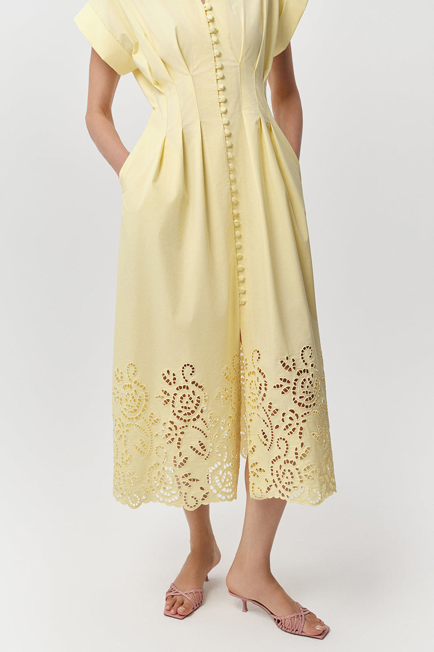 V Neck Midi Dress - ECRU