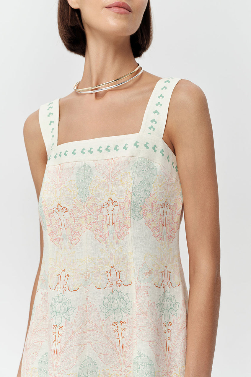 Linen Midi Dress - MULTI COLOR