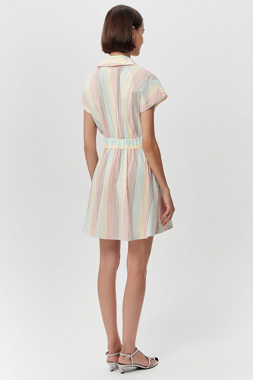 Short Sleeve Mini Shirt Dress - MULTI COLOR