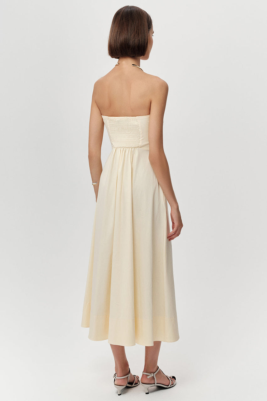 Spaghetti Straps Midi Dress - BONE