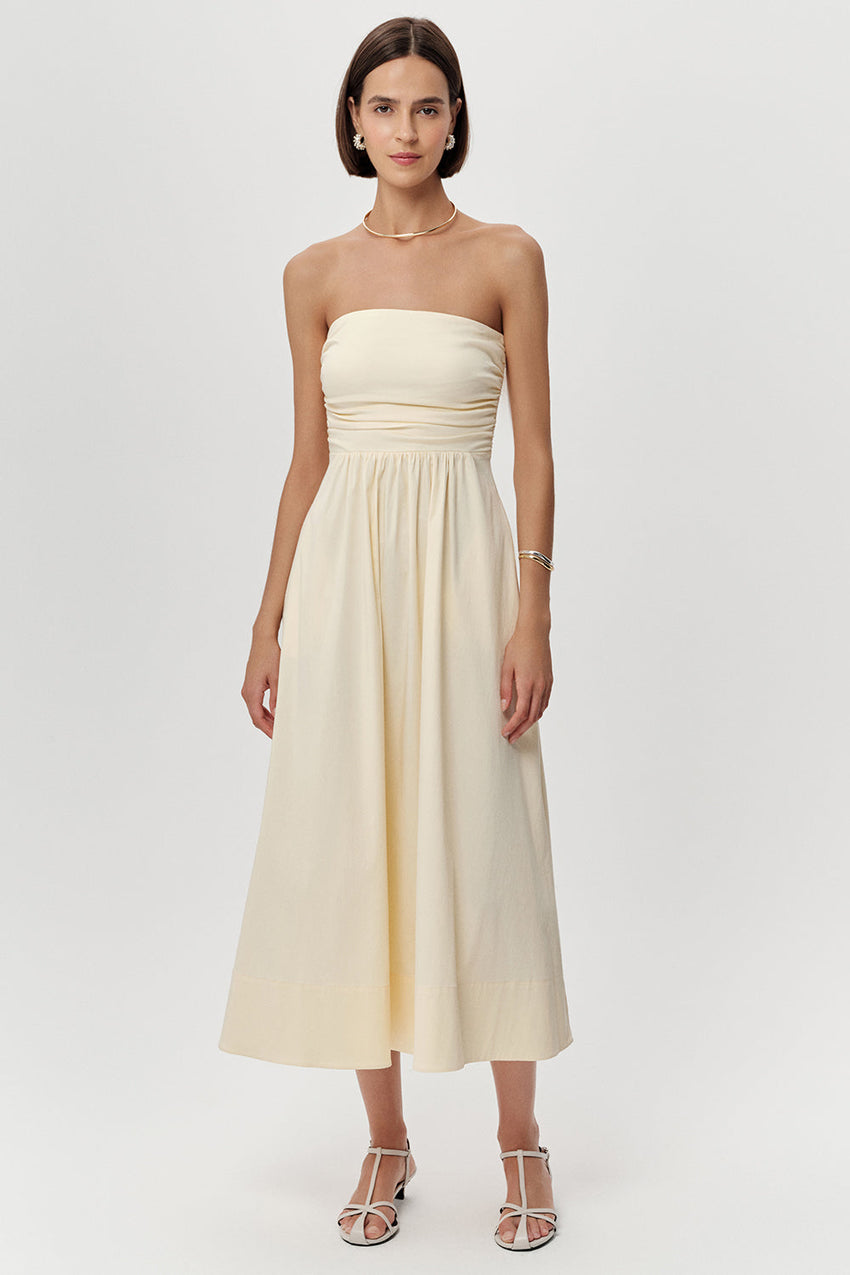 Spaghetti Straps Midi Dress - BONE