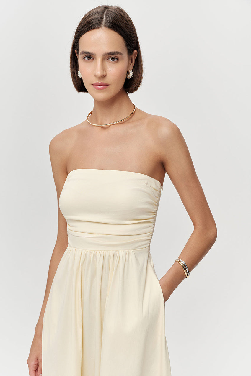 Spaghetti Straps Midi Dress - BONE
