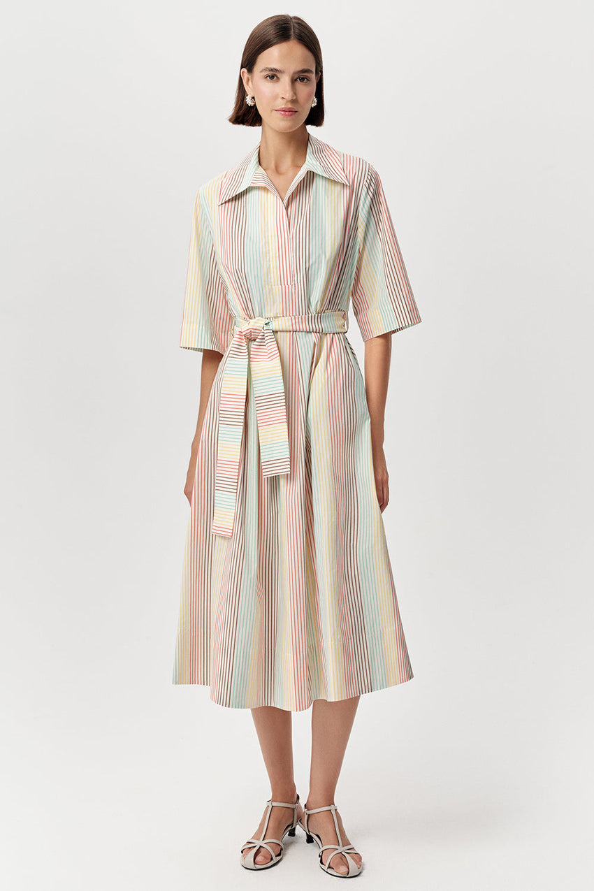 Midi Shirt Dress - MULTI COLOR
