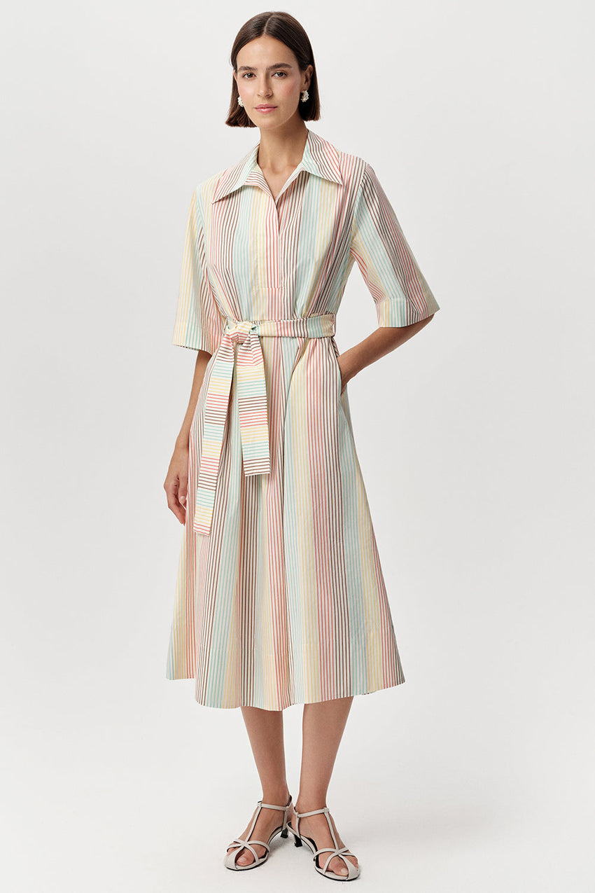 Midi Shirt Dress - MULTI COLOR