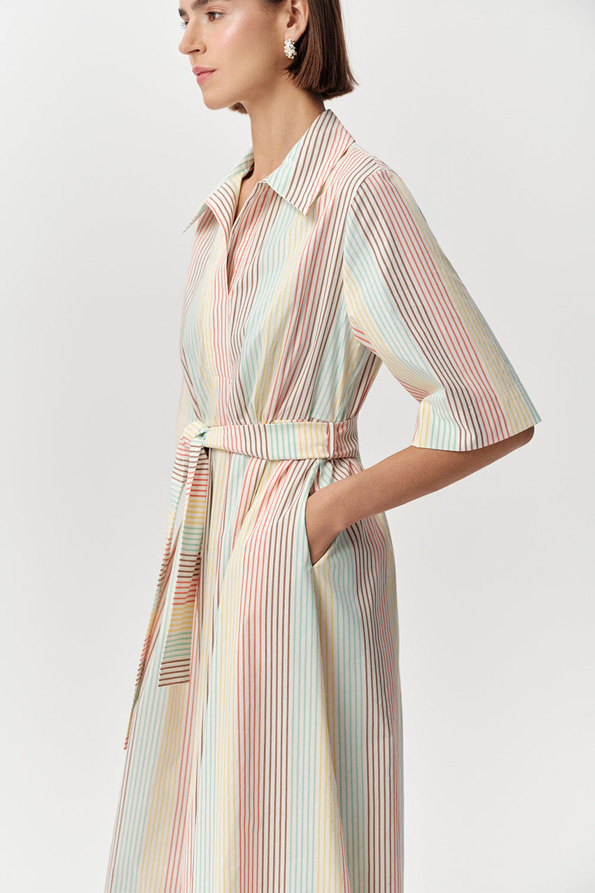 Midi Shirt Dress - MULTI COLOR