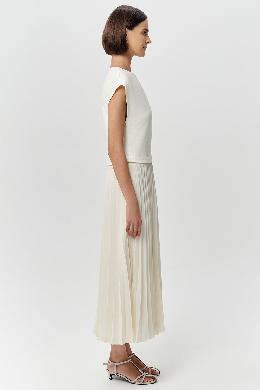 Crew Neck Midi Dress - ECRU