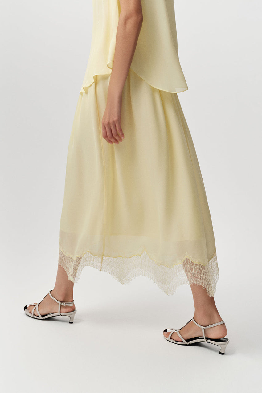 Crew Neck Midi Dress - YELLOW