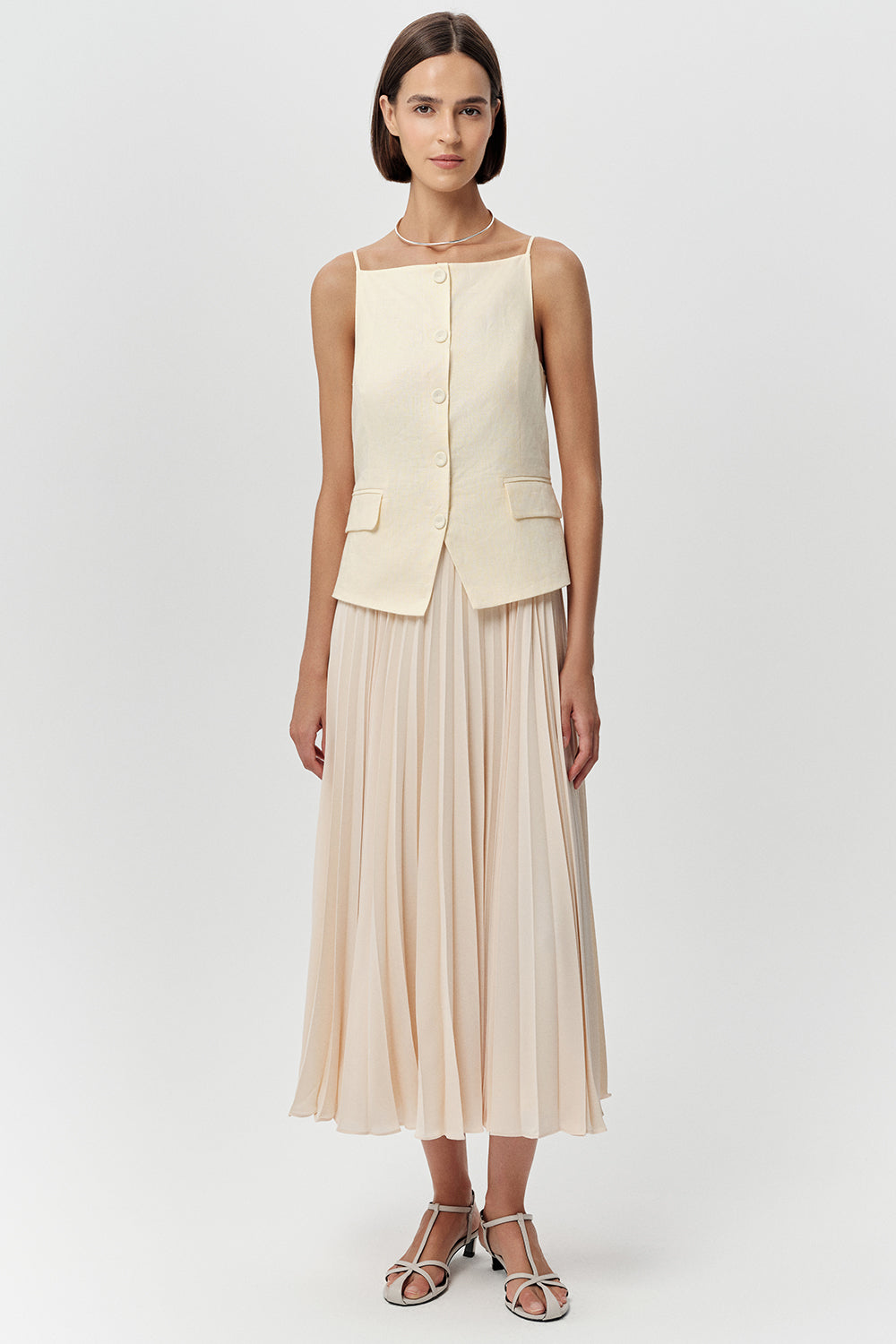 Tank Top  Midi Dress - BEIGE