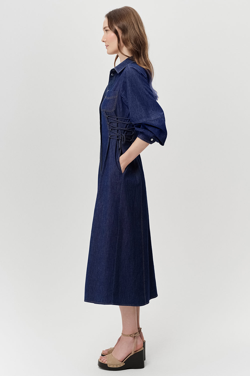 Arnaude Midi Dress  - BLUE