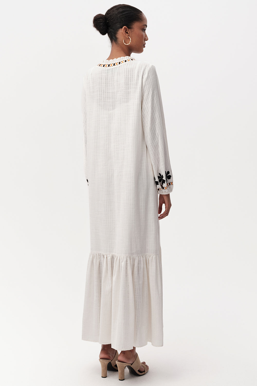 Long Sleeve Midi Dress  - ECRU