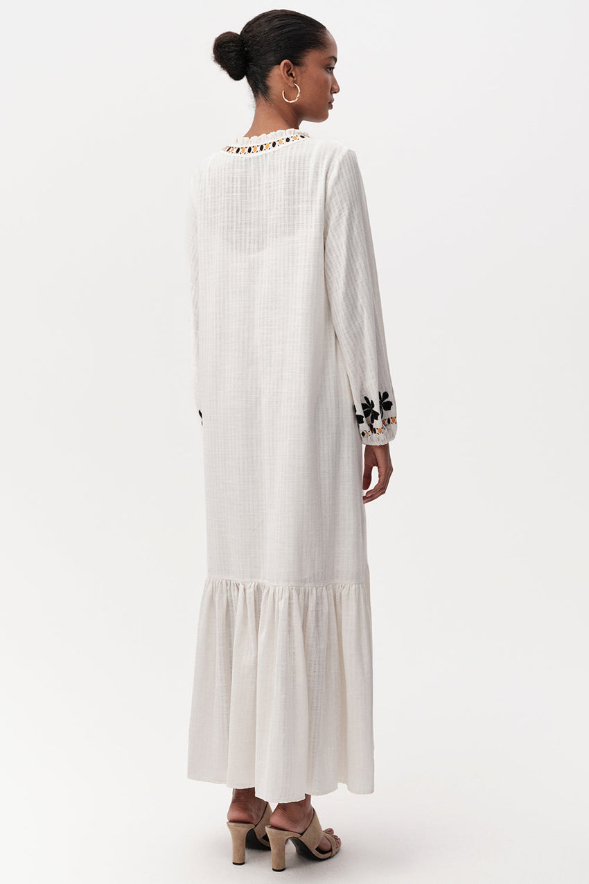 Long Sleeve Midi Dress  - ECRU