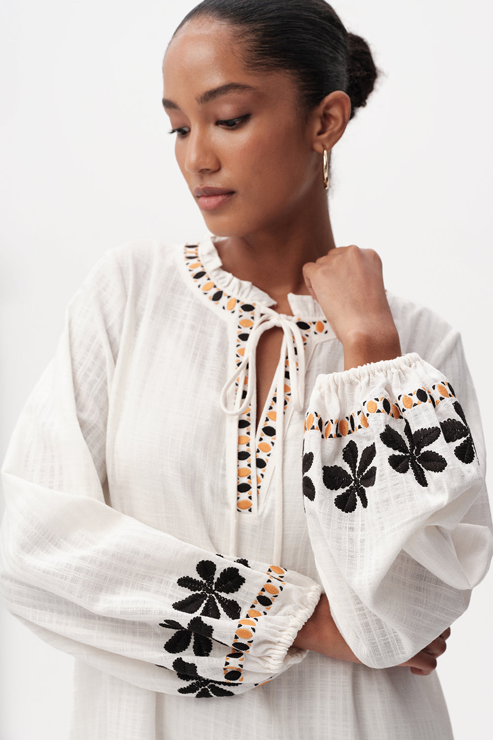 Long Sleeve Midi Dress  - ECRU