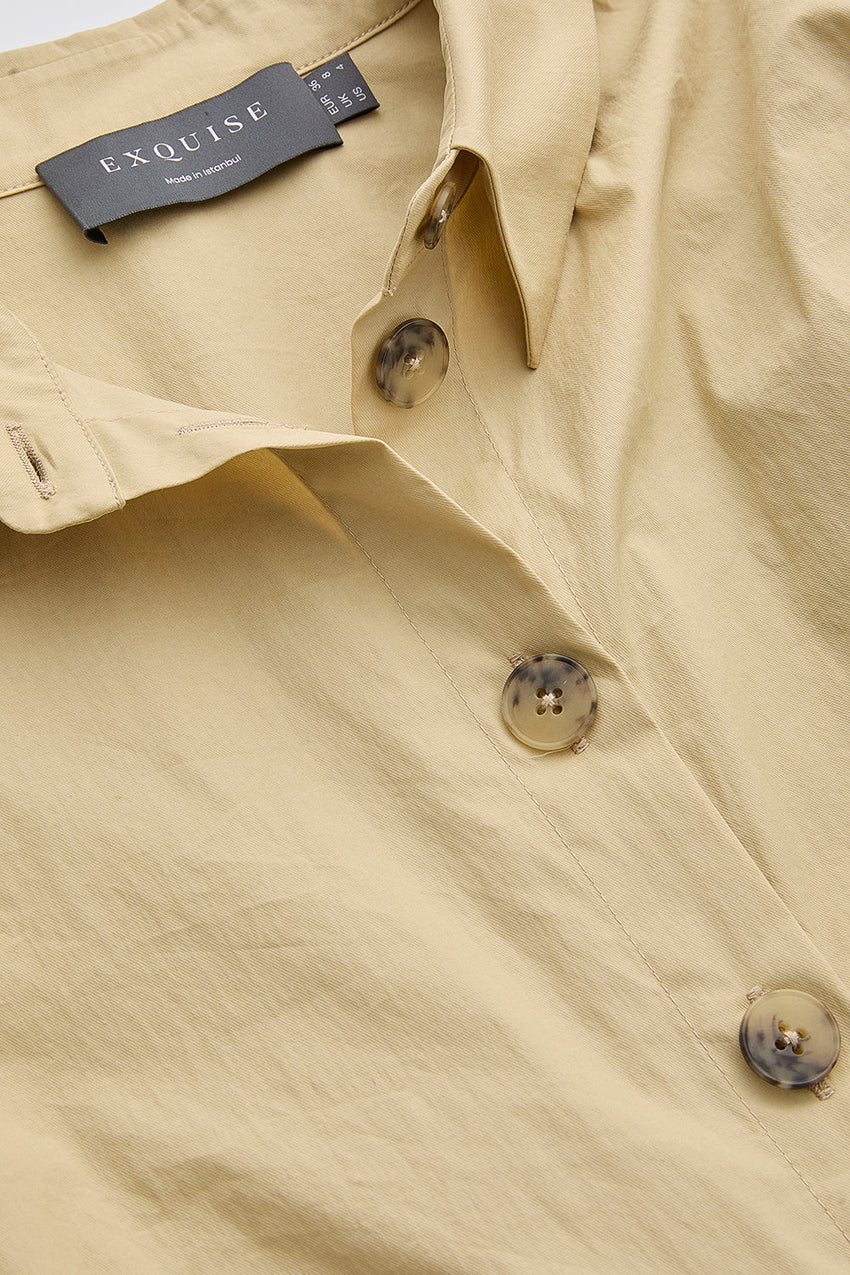 Short Sleeve Jumpsuit - BEIGE