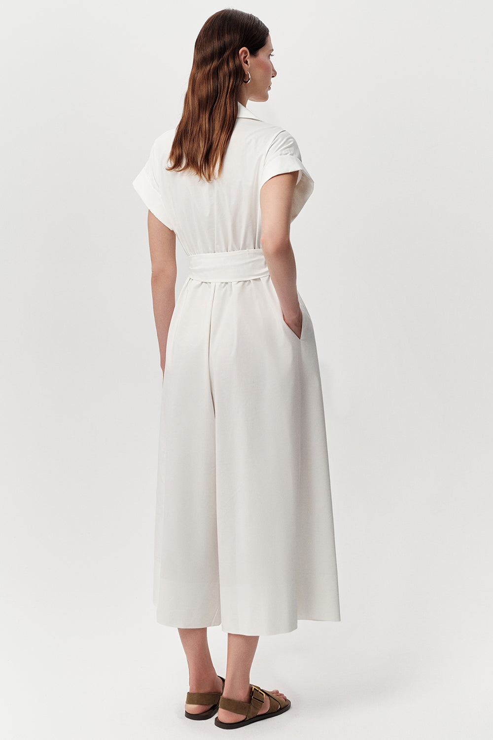 Short Sleeve Midi Jumpsuit - BONE