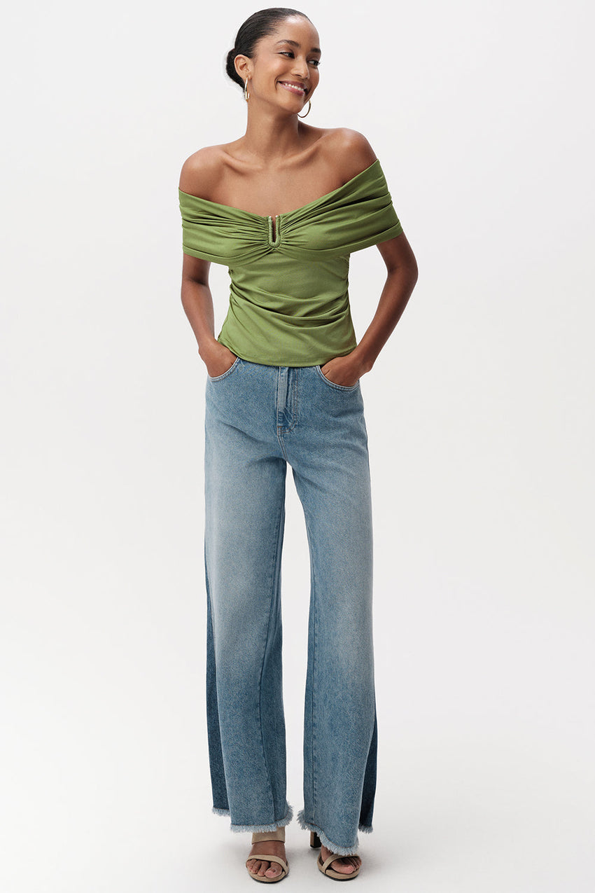 Artus Off Shoulder Blouse - KHAKI