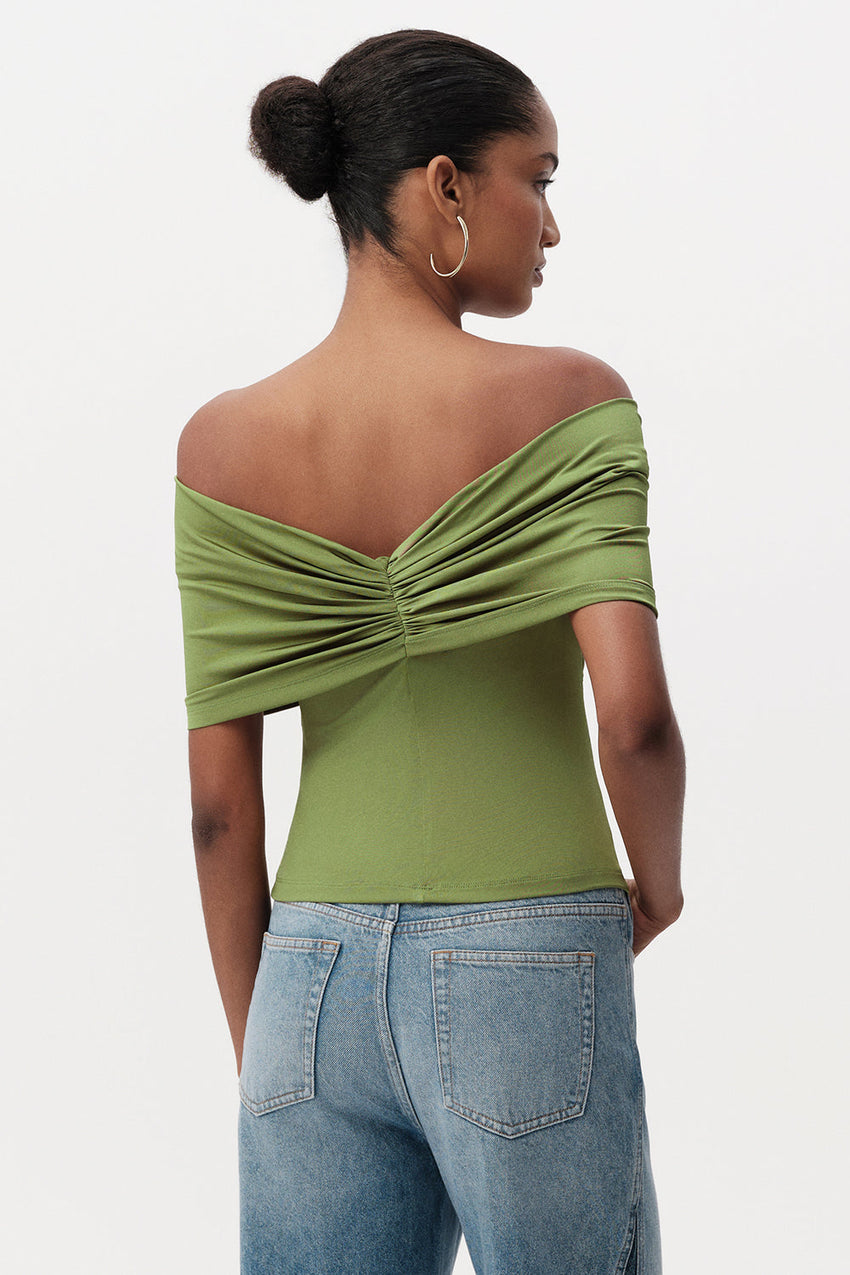 Artus Off Shoulder Blouse - KHAKI