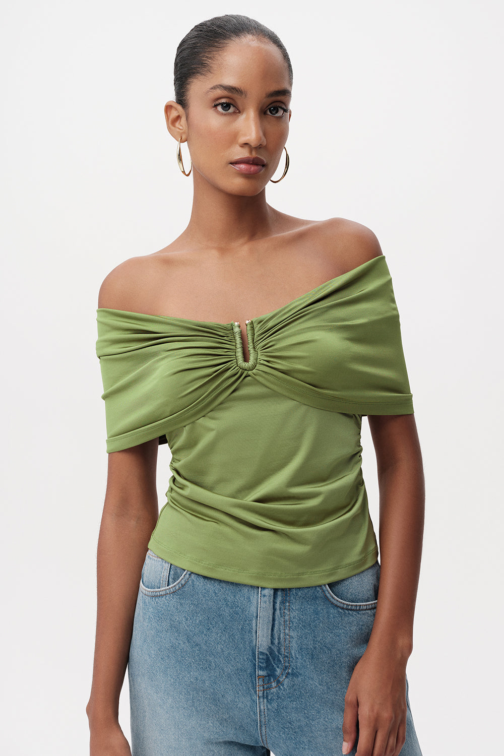 Artus Off Shoulder Blouse - KHAKI