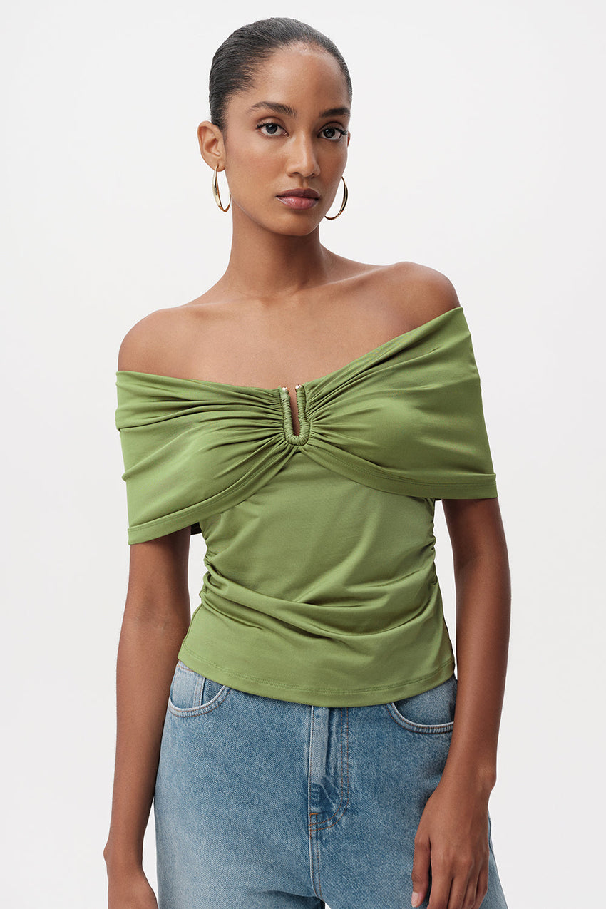 Artus Off Shoulder Blouse - KHAKI