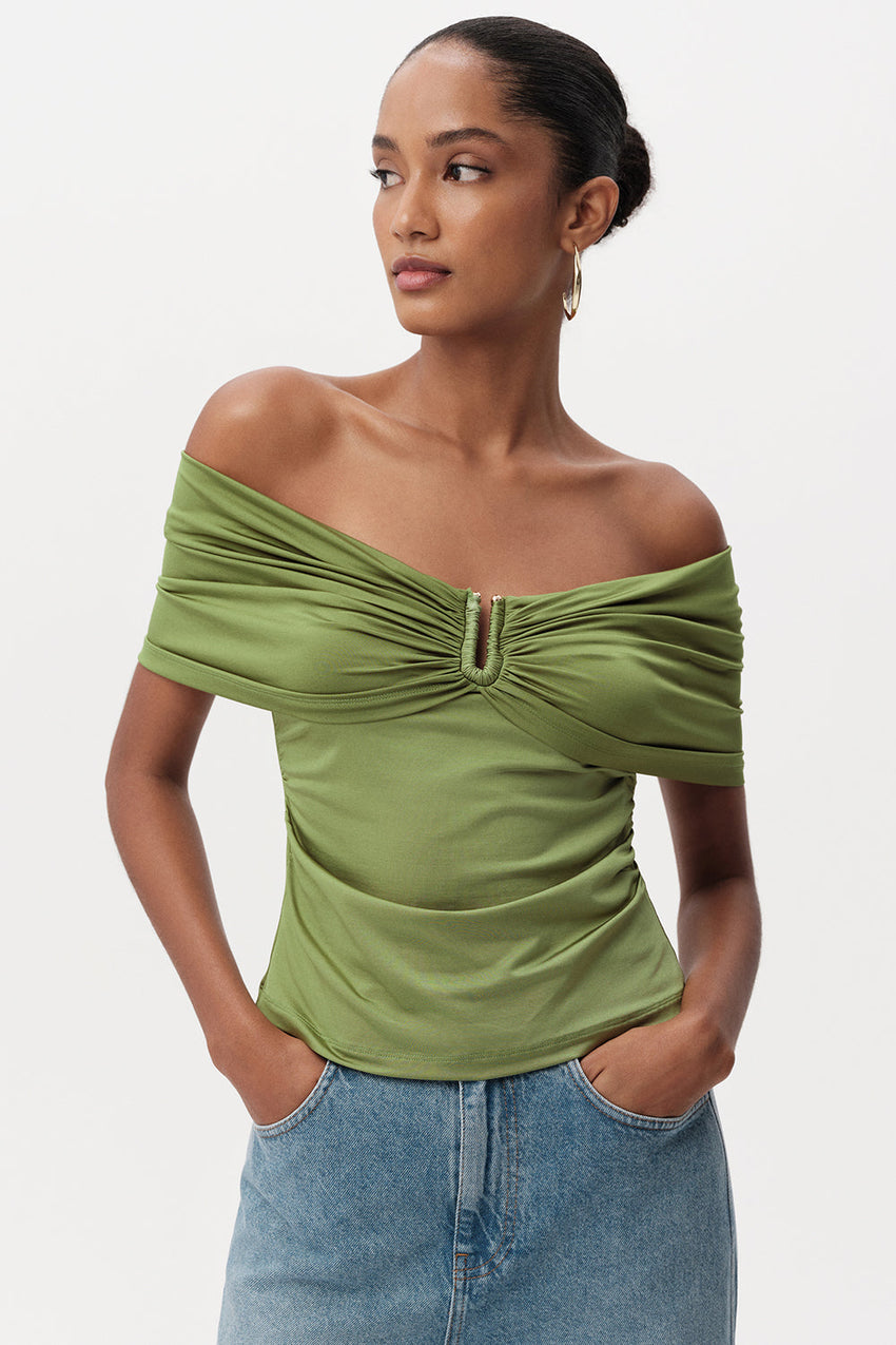 Artus Off Shoulder Blouse - KHAKI