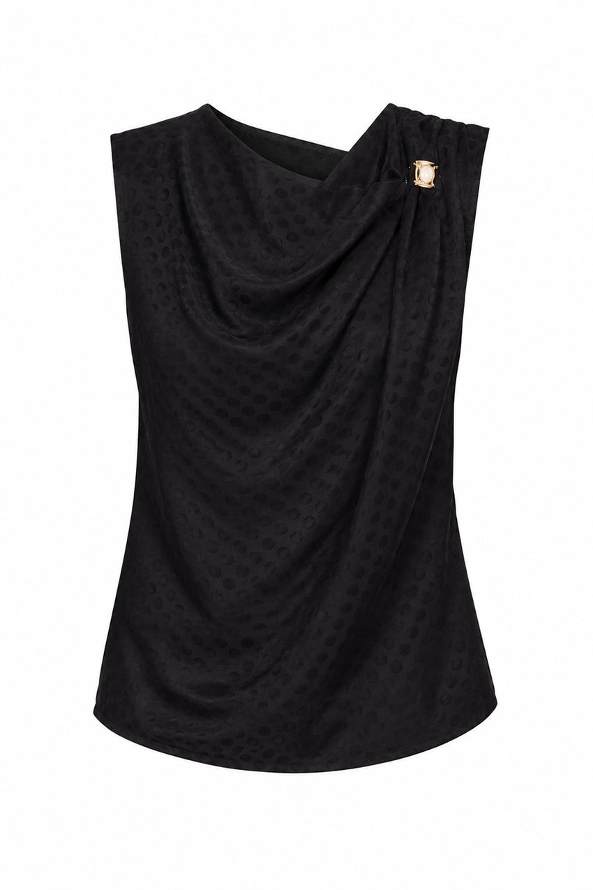 Stephanie Asymmetric Blouse - BLACK