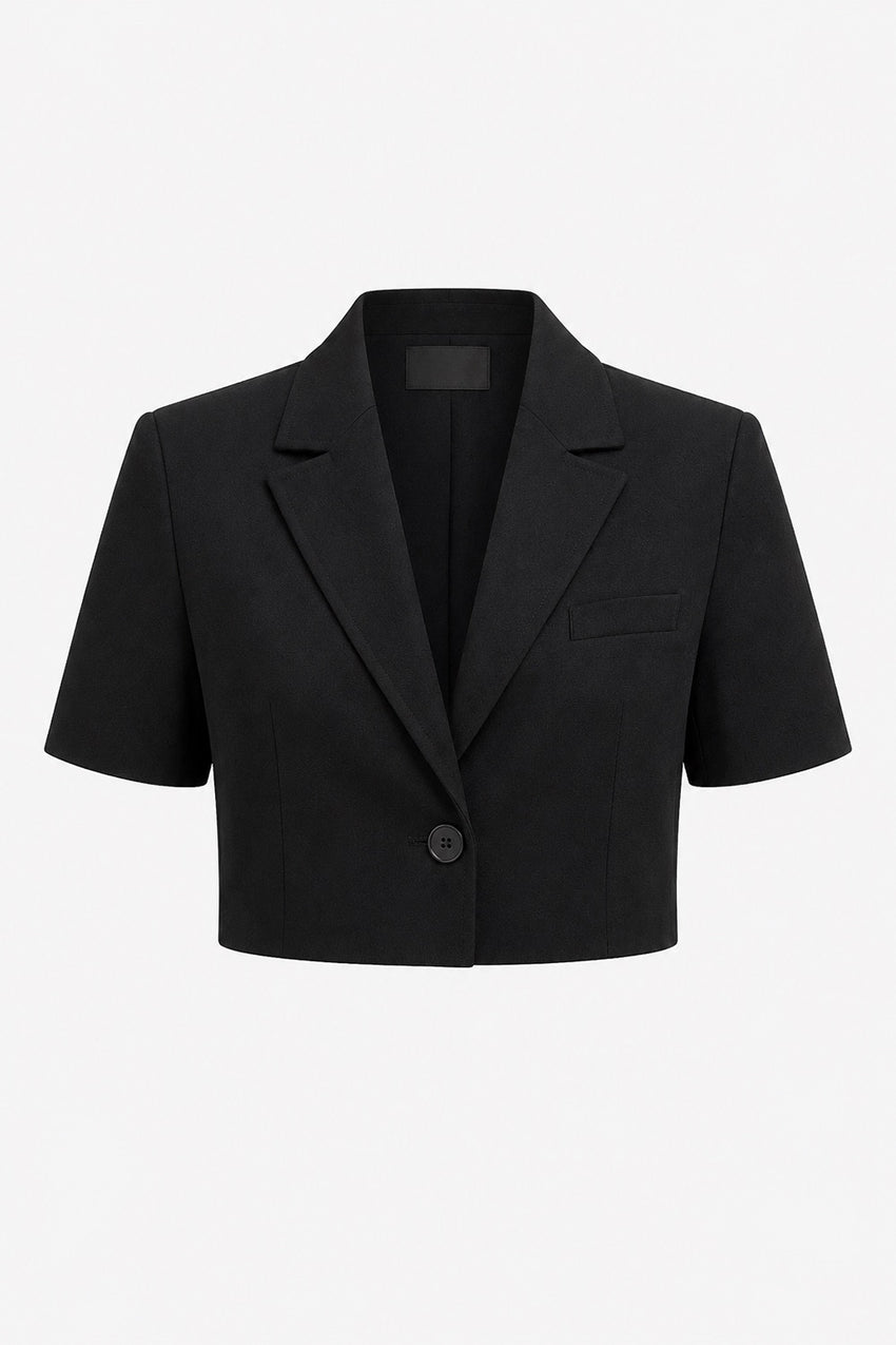 Dallas Cropped Blazer - BLACK