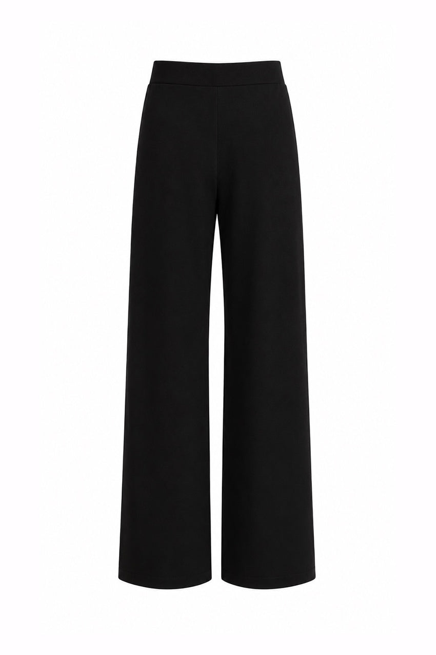 Shayna K Pants  Wide Leg Knit Trousers - Black
