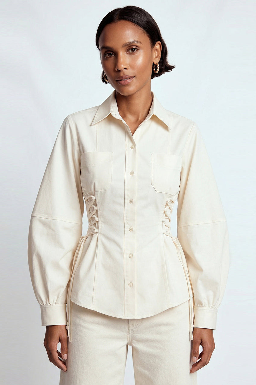Arcene Balloon Sleeve Shirt - CREAM