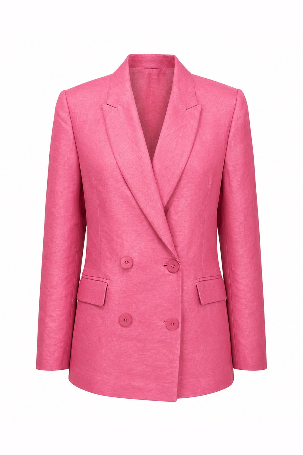 Double Breasted Linen Blazer Jacket - PINK