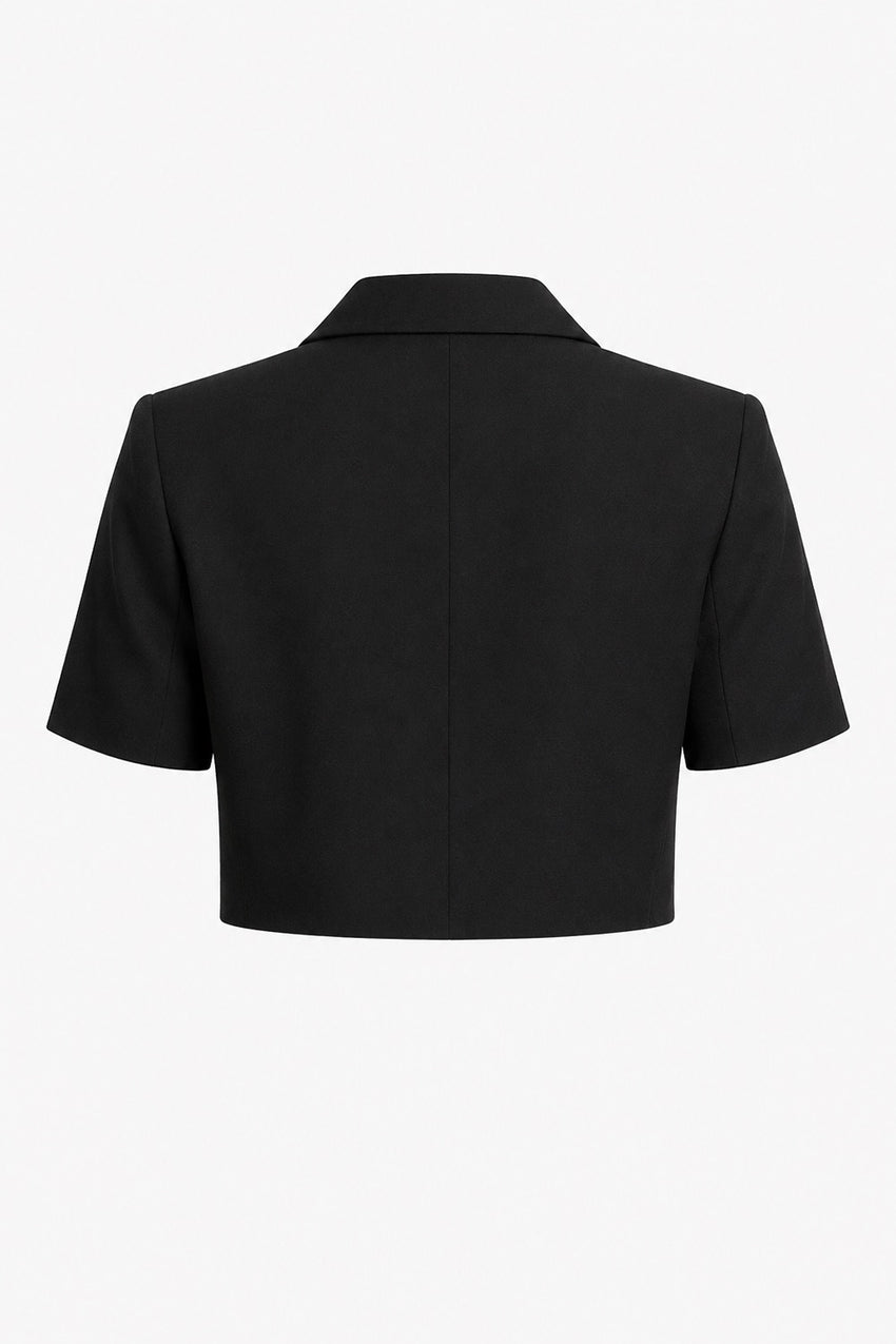 Dallas Cropped Blazer - BLACK