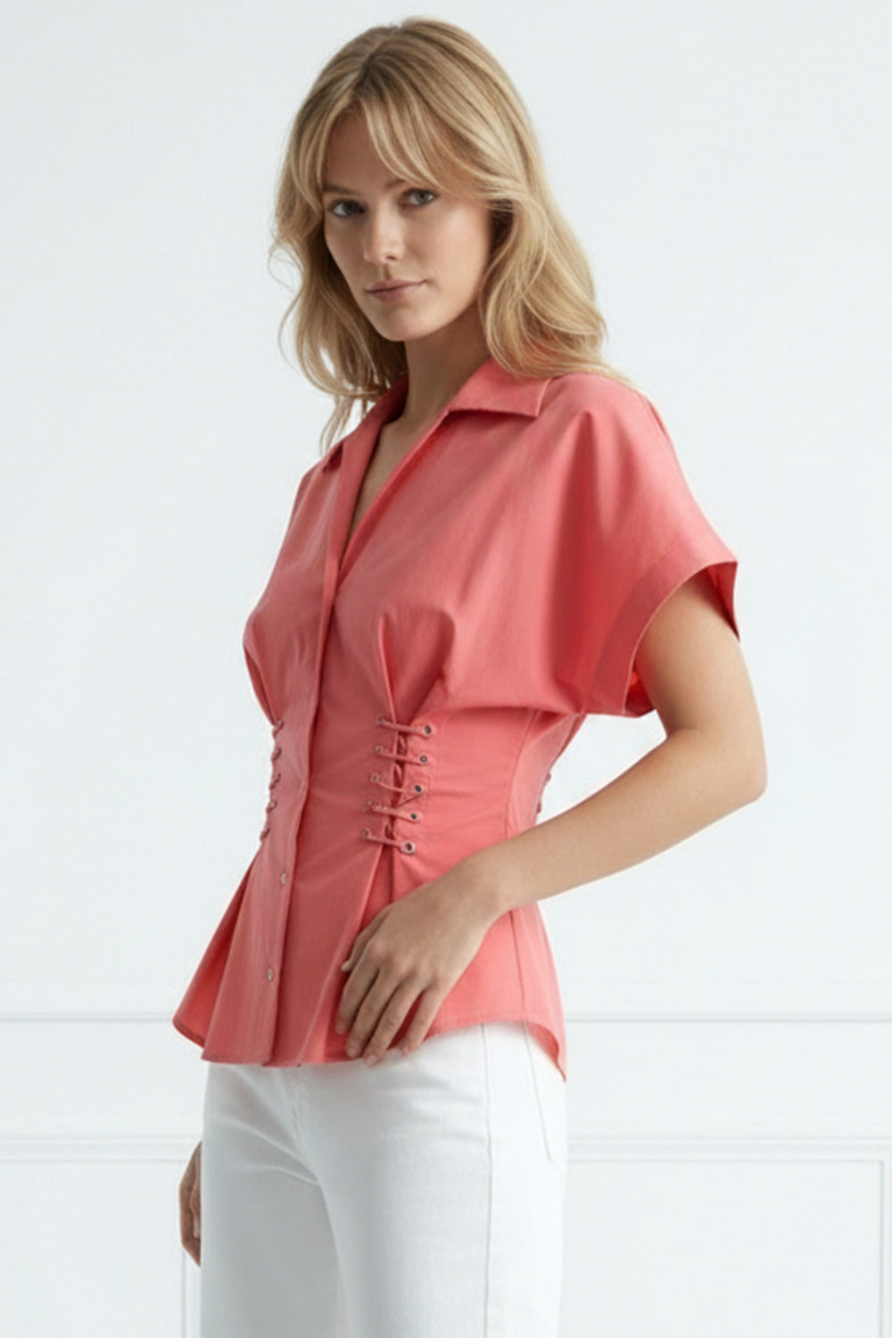 Mollie Short Sleeve Shirt - PINK