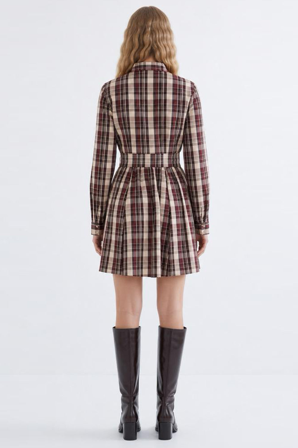 Ruched Waist Mini Dress with Belt and Zipper - MULTICOLOR