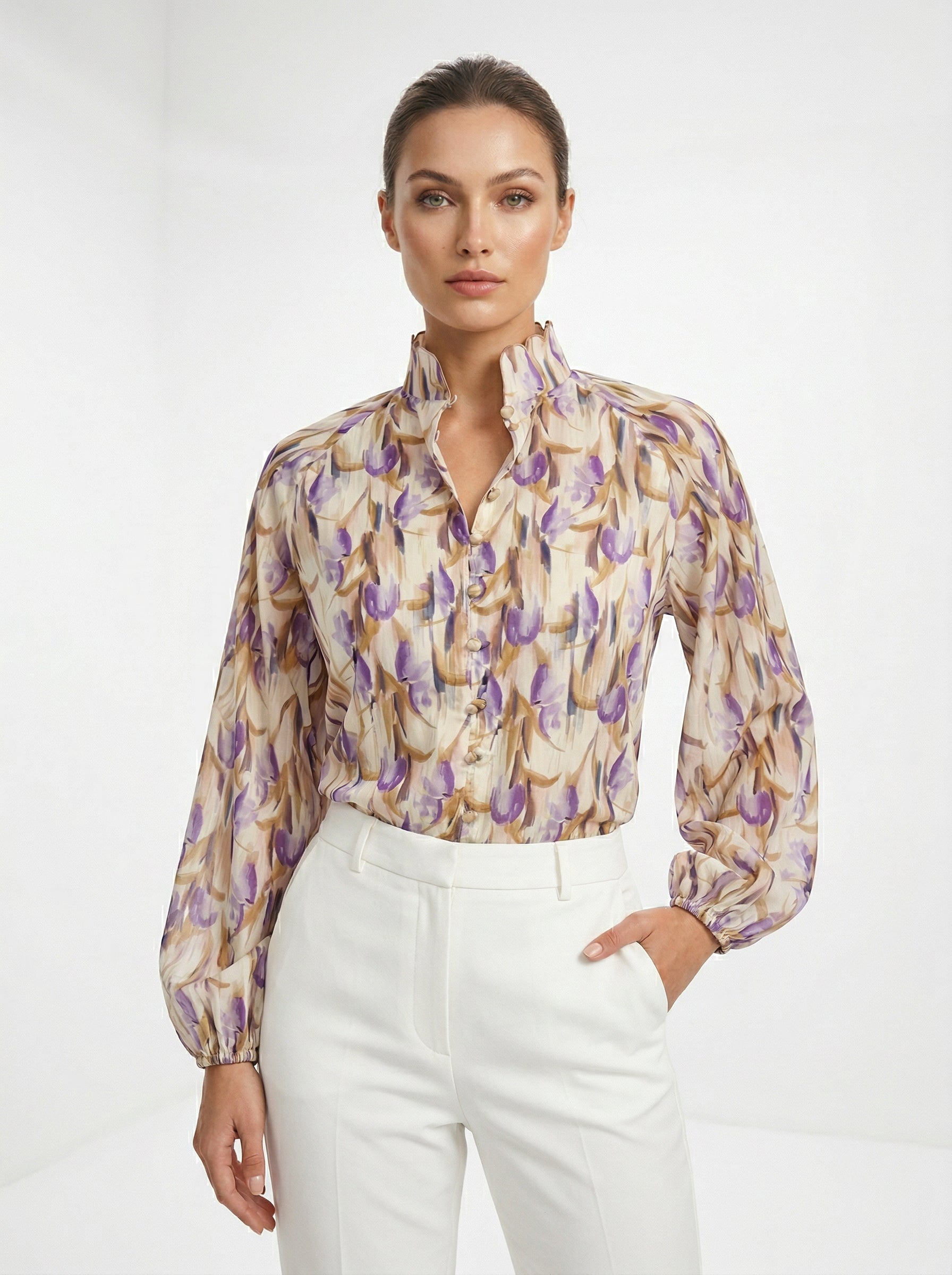 Yesenia High Neck Shirt - MULTI COLOR