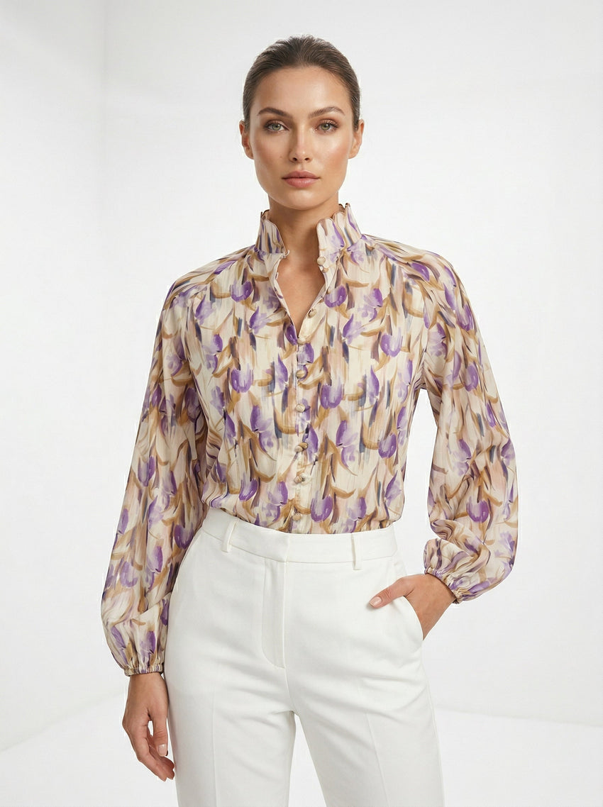 Yesenia High Neck Shirt - MULTI COLOR